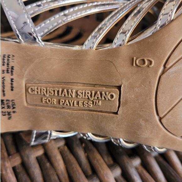 Christian Siriano Liquid Metallic Silver Caged Stilettos 6 Strappy Party Heels - Picture 5 of 8